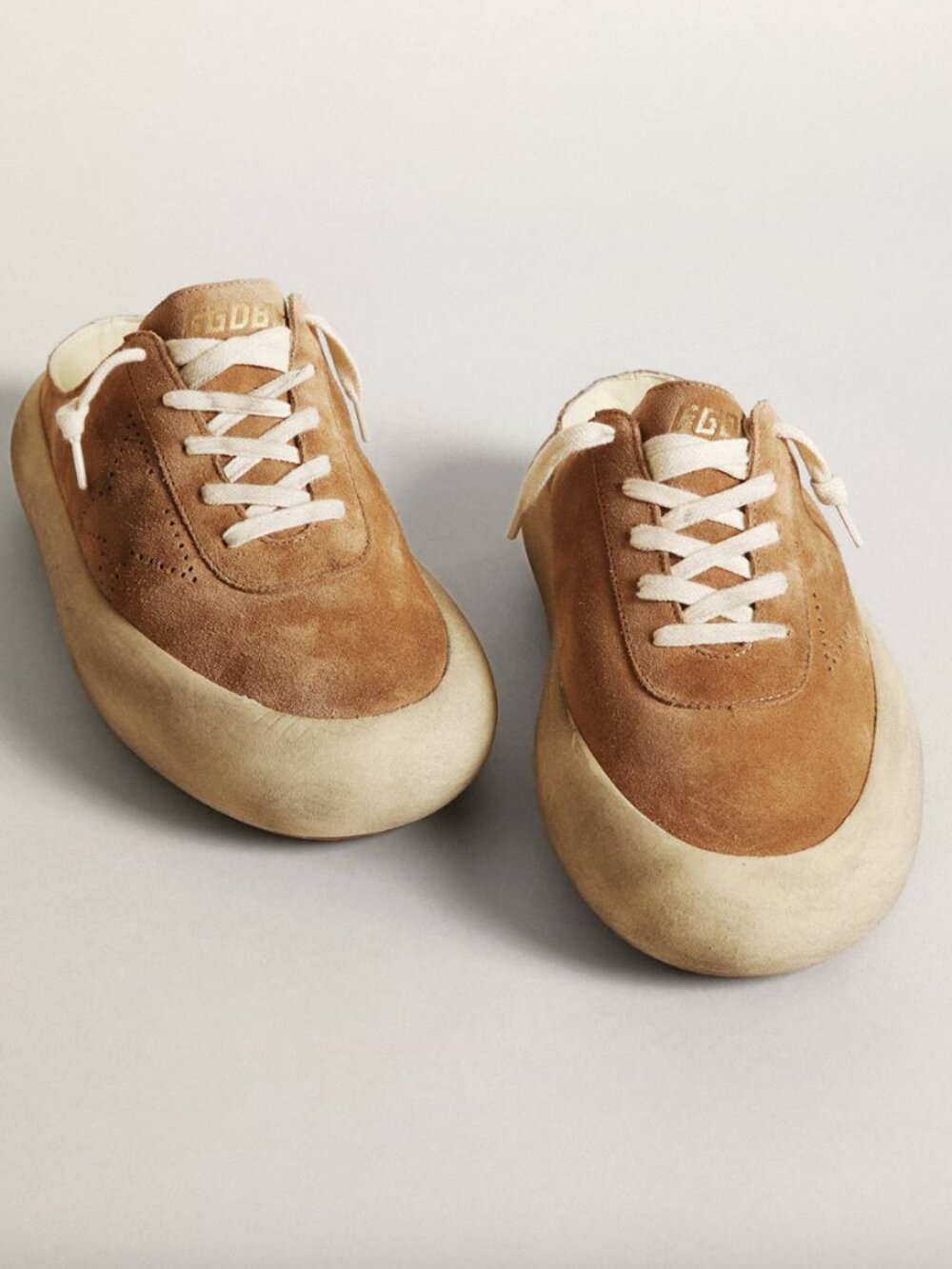 Golden Goose Brown Suede Platform Sneakers with Cream Soles